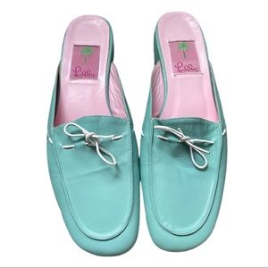 Lilly Pulitzer Tiffany Blue Tie Mule Slip-On Flats